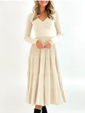 Saodimallsu Womens Long Sleeve Midi Sweater Dress